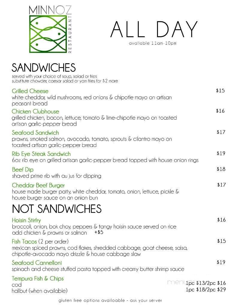 Minnoz at the Coast Bastion Inn - Nanaimo, BC menu_pic