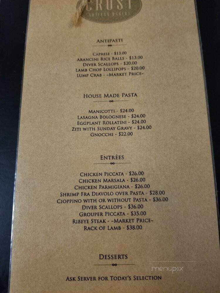 Crust Artisan Bakery - Santa Rosa Beach, FL menu_pic