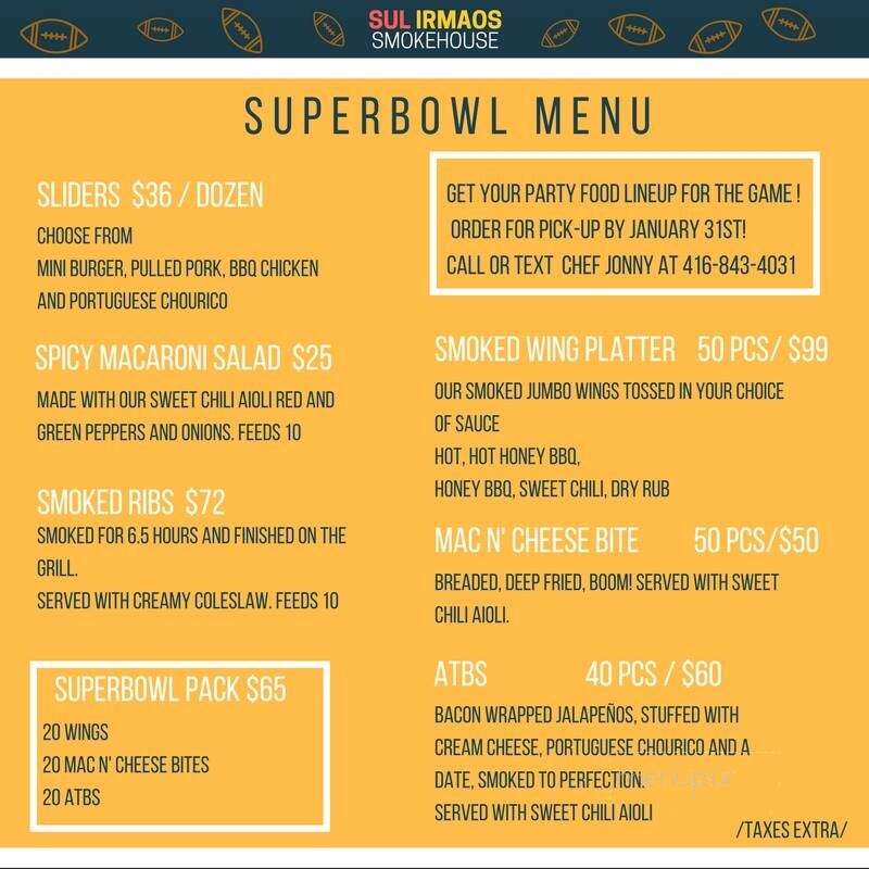 Sul Irmaos Smokehouse - Brampton, ON menu_pic