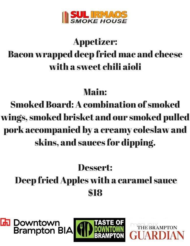 Sul Irmaos Smokehouse - Brampton, ON menu_pic