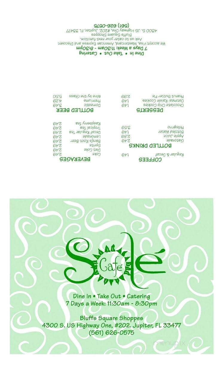 Cafe' Sole' - Jupiter, FL menu_pic