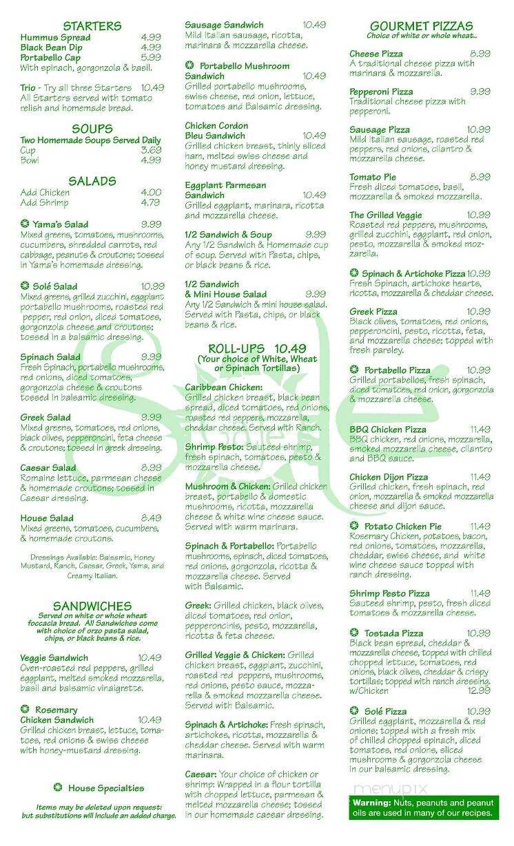 Cafe' Sole' - Jupiter, FL menu_pic