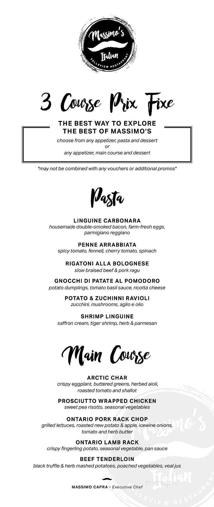 Massimo's Italian Fallsview Restaurant - Niagara Falls, ON menu_pic