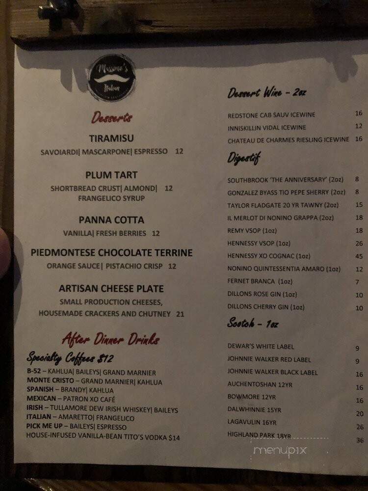 Massimo's Italian Fallsview Restaurant - Niagara Falls, ON menu_pic