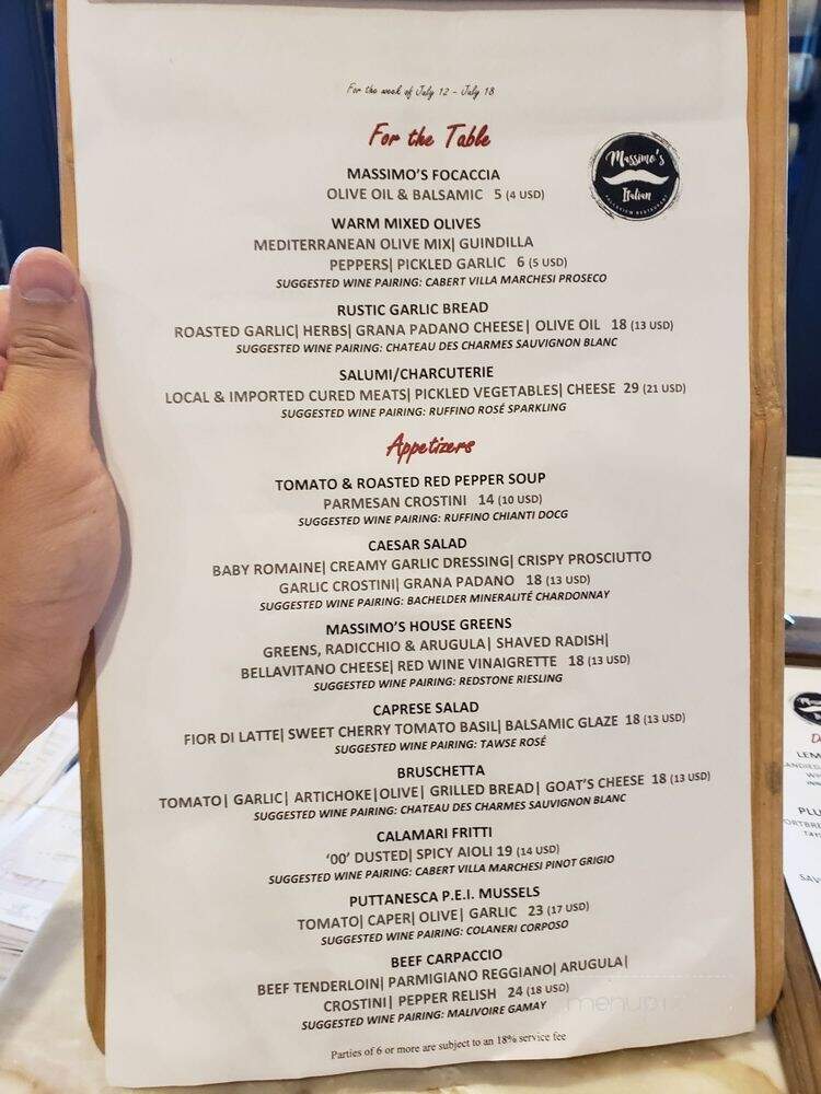 Massimo's Italian Fallsview Restaurant - Niagara Falls, ON menu_pic