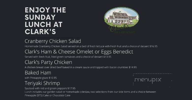 Clark's Restaurant and Inn - Santee, SC menu_pic