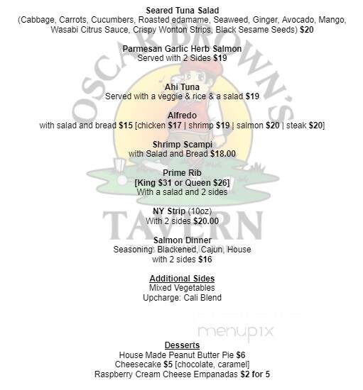 Oscar Brown's Tavern - Coldwater, MI menu_pic