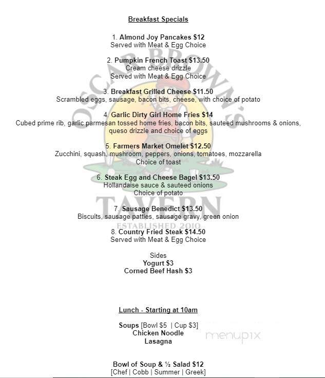 Oscar Brown's Tavern - Coldwater, MI menu_pic