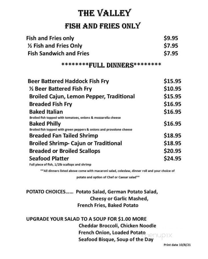 Valley Inn - Holland, NY menu_pic