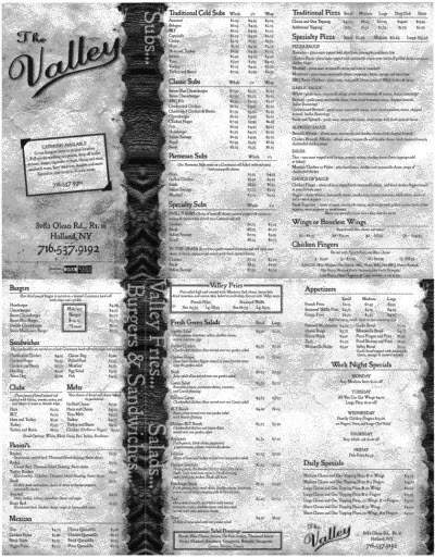 Valley Inn - Holland, NY menu_pic