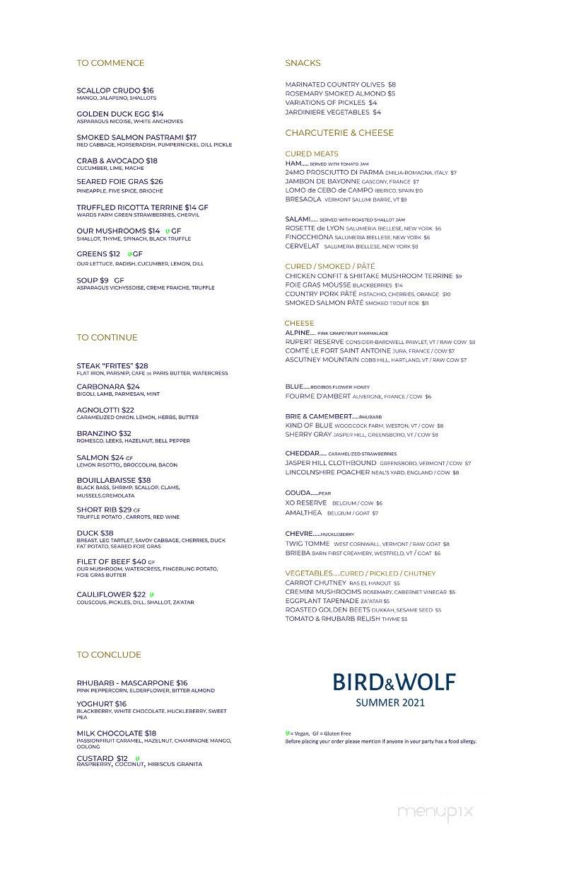 Bird & Wolf Cafe + Bakehouse - North Andover, MA menu_pic
