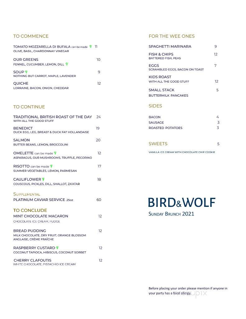 Bird & Wolf Cafe + Bakehouse - North Andover, MA menu_pic