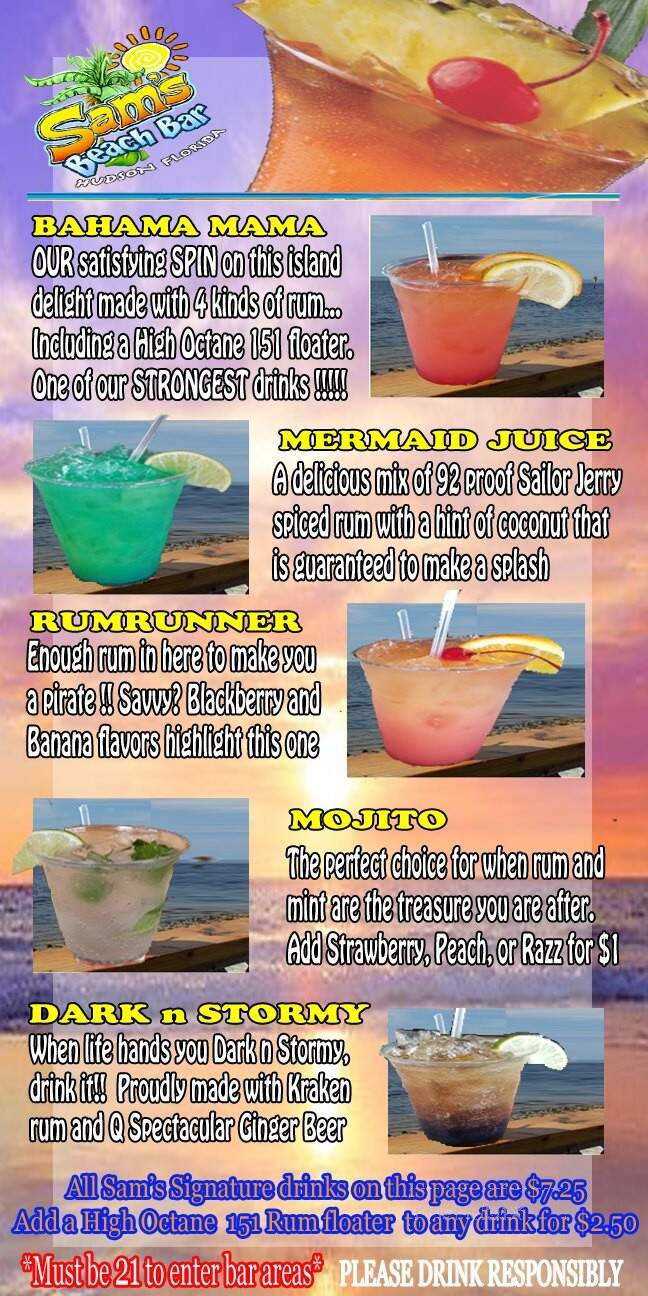 Sam's Hudson Beach Restaurant - Hudson, FL menu_pic