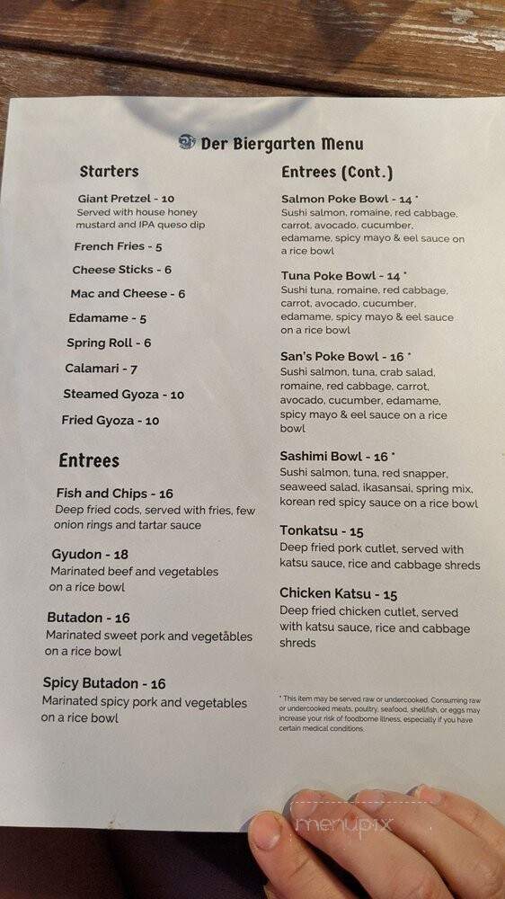 Der Biergarten - Cary, NC menu_pic