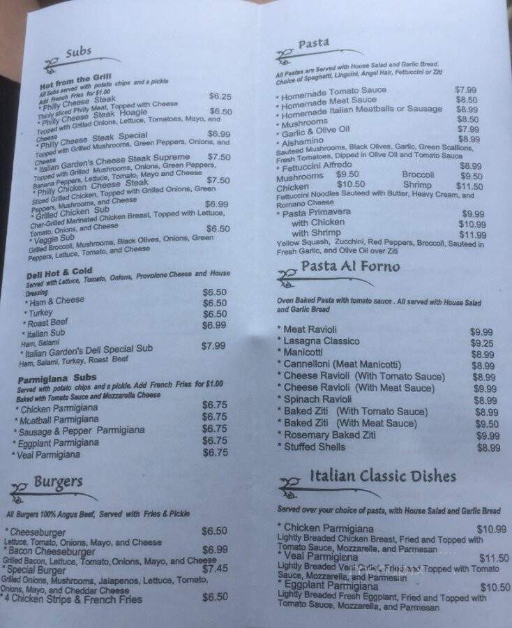 Italian Garden - Chester, SC menu_pic