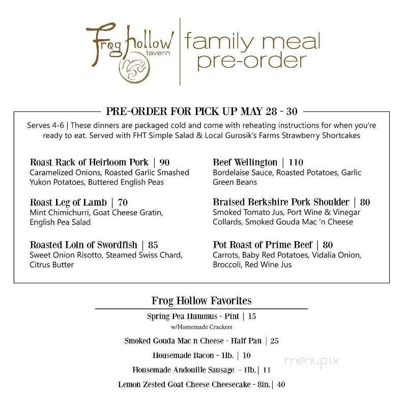 Frog Hollow Tavern - Augusta, GA menu_pic