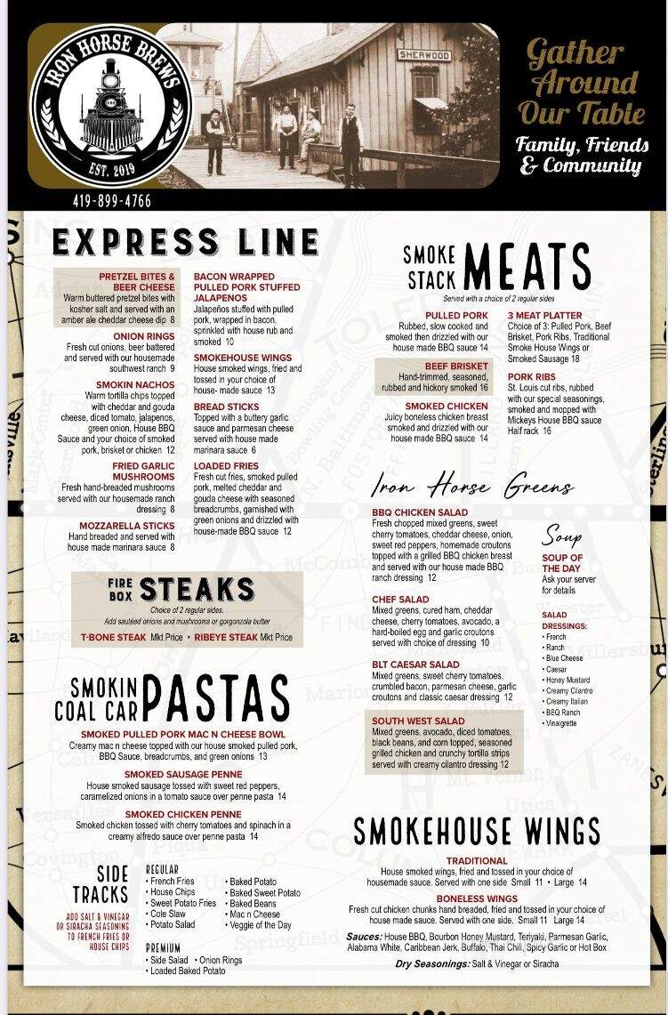 Iron Horse Brews - Sherwood, OH menu_pic