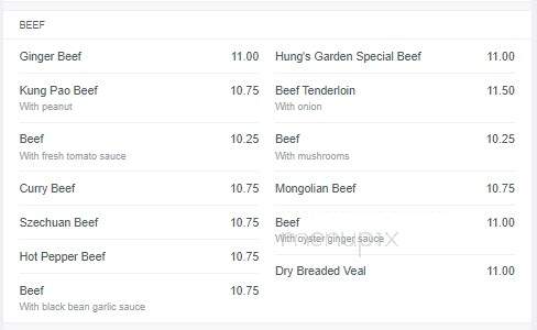Hung's Garden Chinese Food Restaurant - Winnipeg, MB menu_pic