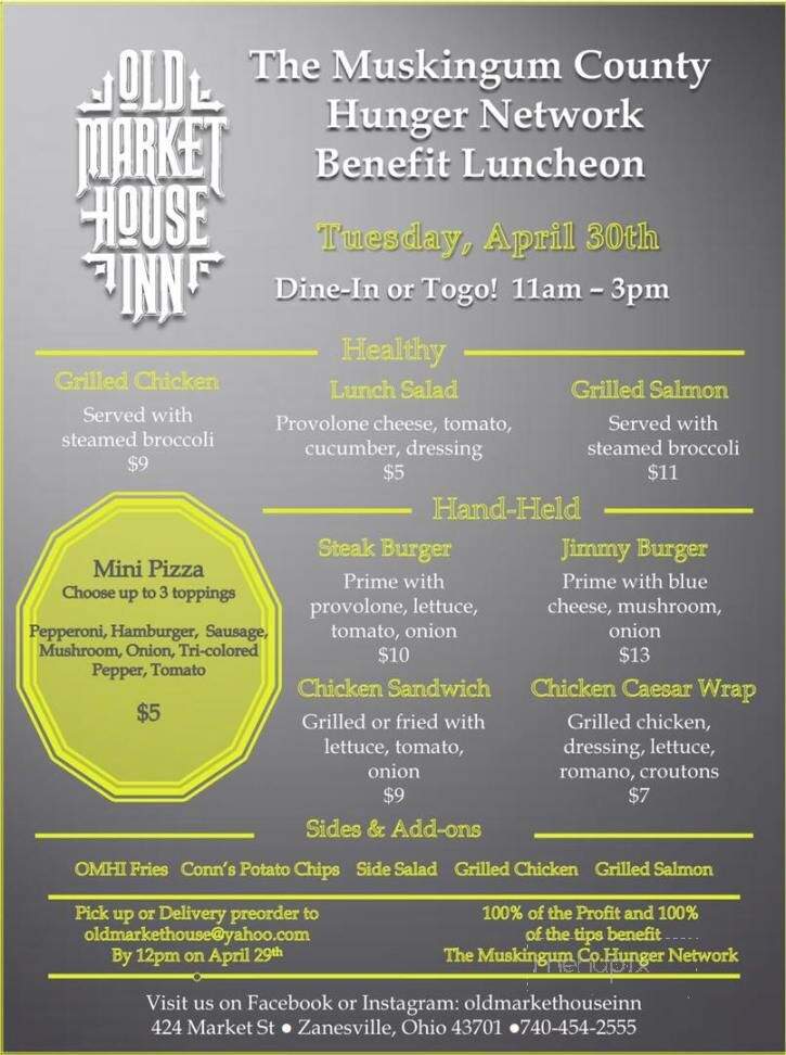 Old Market House Inn - Zanesville, OH menu_pic