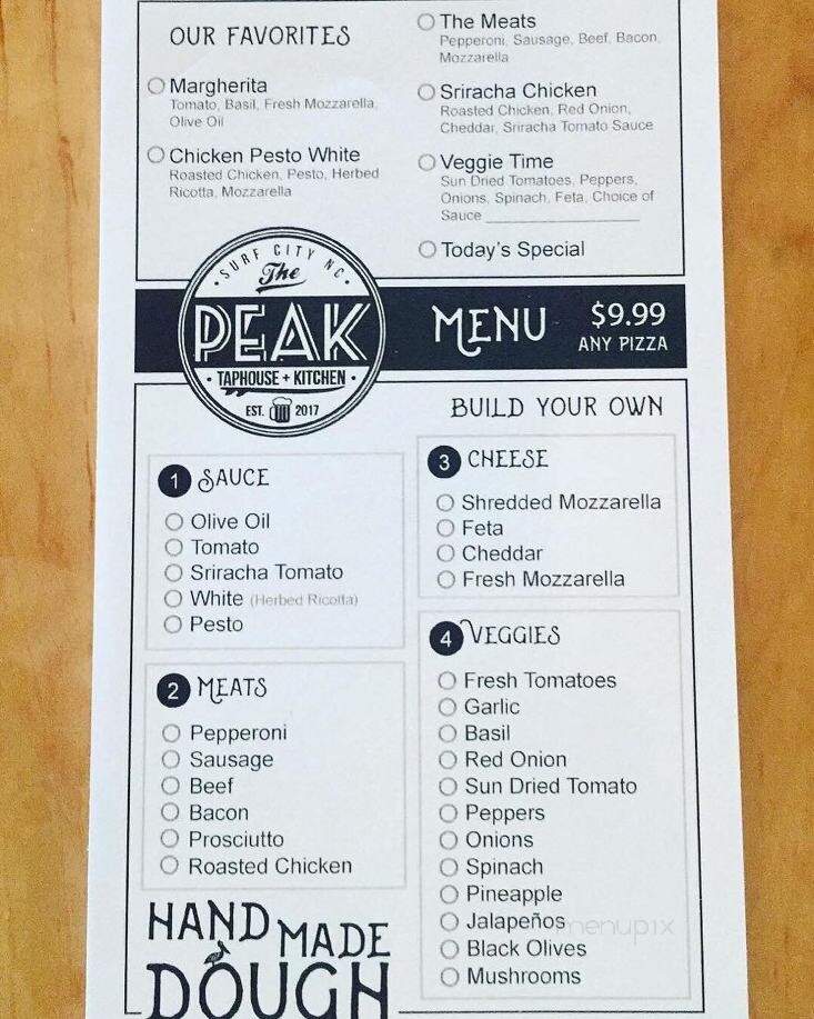 The Peak Taphouse and Kitchen - Surf City, NC menu_pic