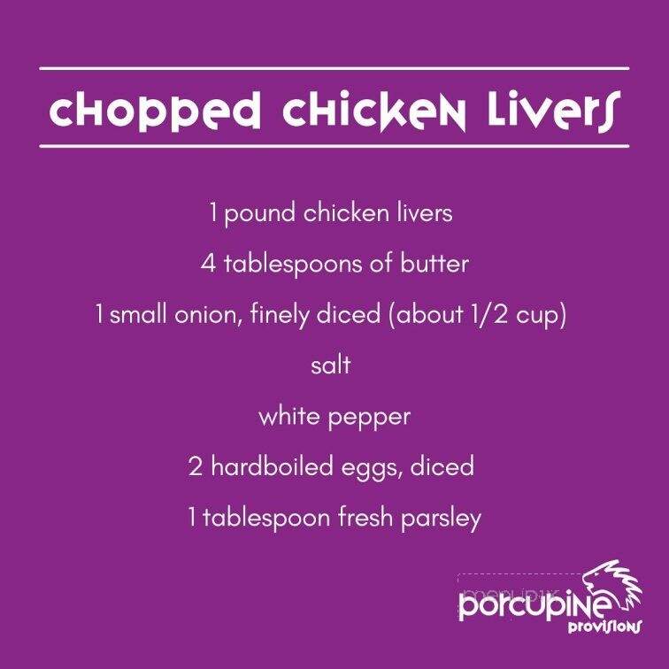 Porcupine Provisions - Charlotte, NC menu_pic