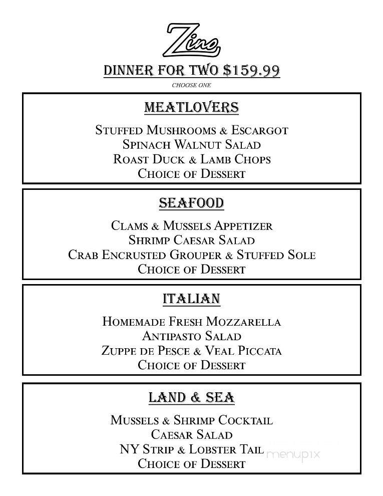 Zino Ristorante - Estero, FL menu_pic