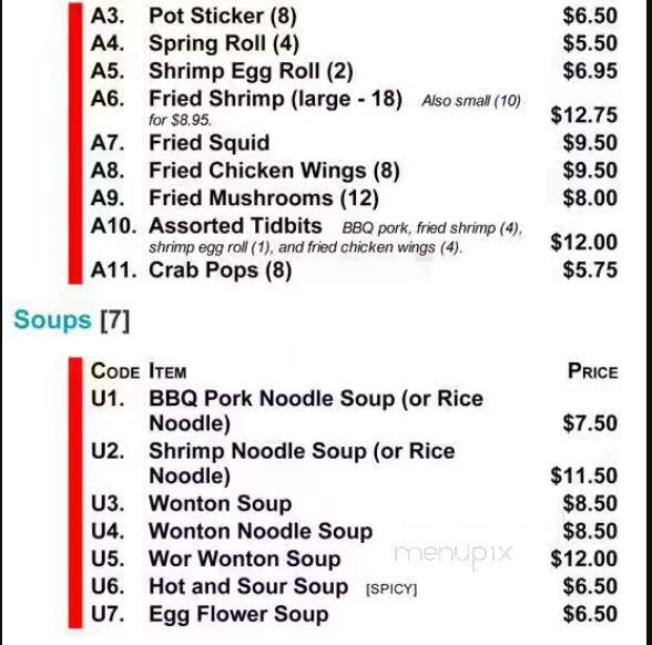 Wing Ming Restaurant - Lebanon, OR menu_pic