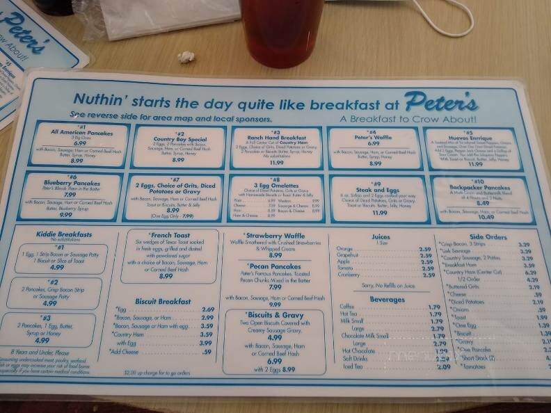 Peter's Pancakes & Waffles - Cherokee, NC menu_pic