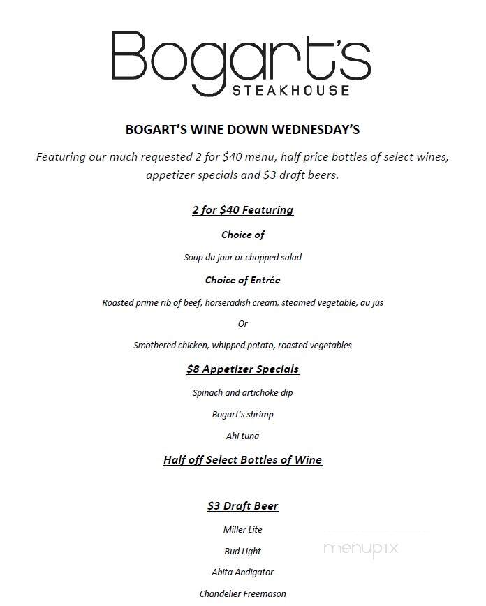 Bogart's Steakhouse at Hollywood Casino - Bay St. Louis, MS menu_pic