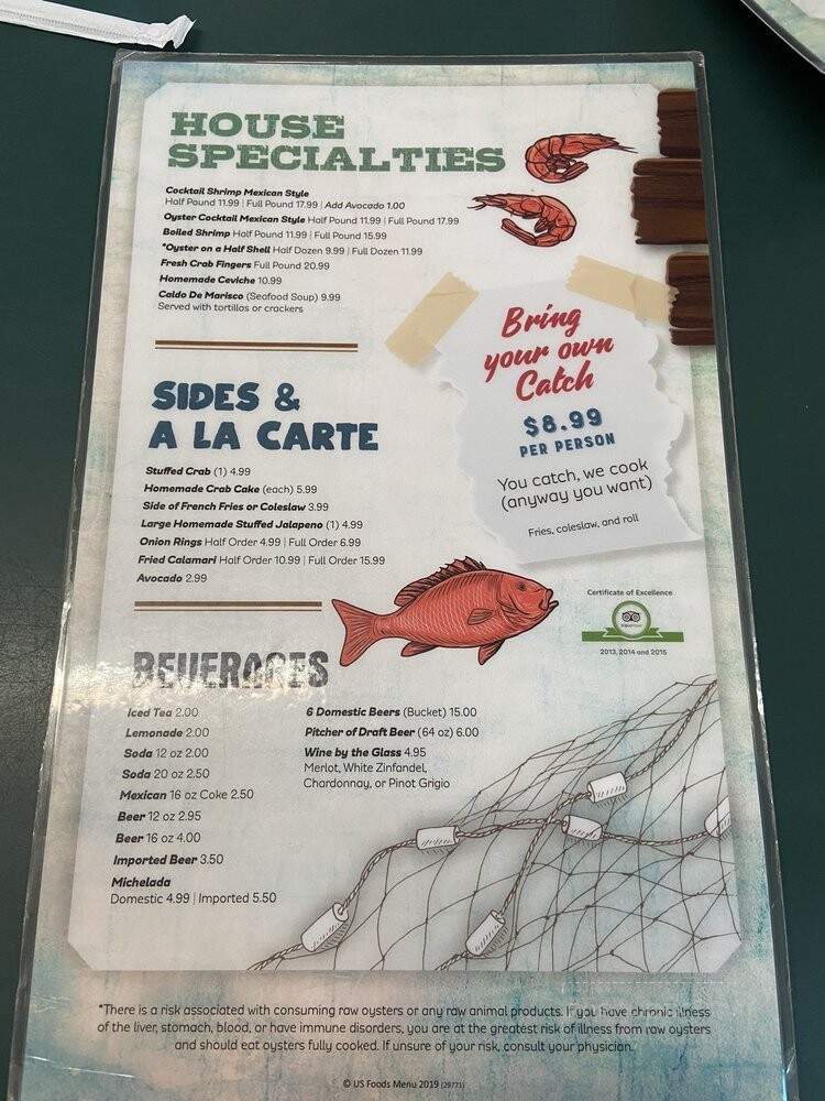 Joe's Oyster Bar - Port Isabel, TX menu_pic