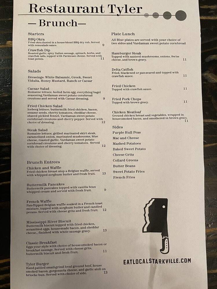 Restaurant Tyler - Starkville, MS menu_pic