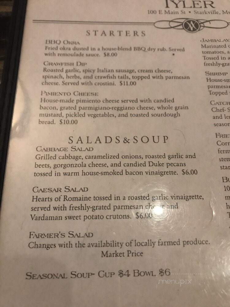 Restaurant Tyler - Starkville, MS menu_pic