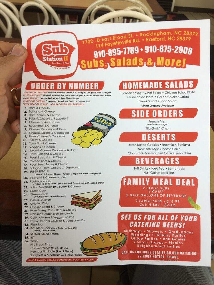 Substation menu shop