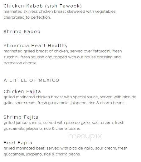 Phoenicia Gourmet Cuisine - Ocean Springs, MS menu_pic