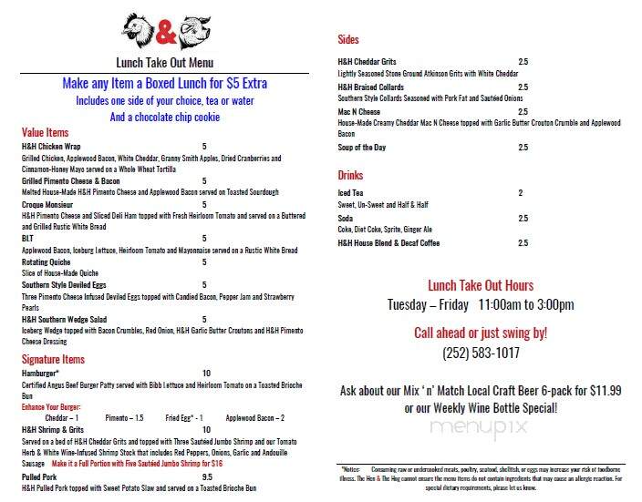 The Hen and the Hog - Halifax, NC menu_pic