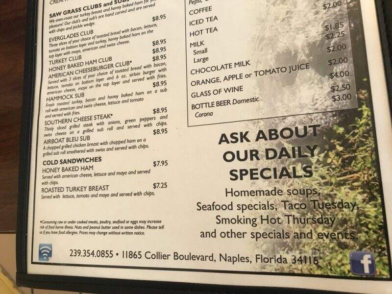 Sawgrass Grill - Naples, FL menu_pic