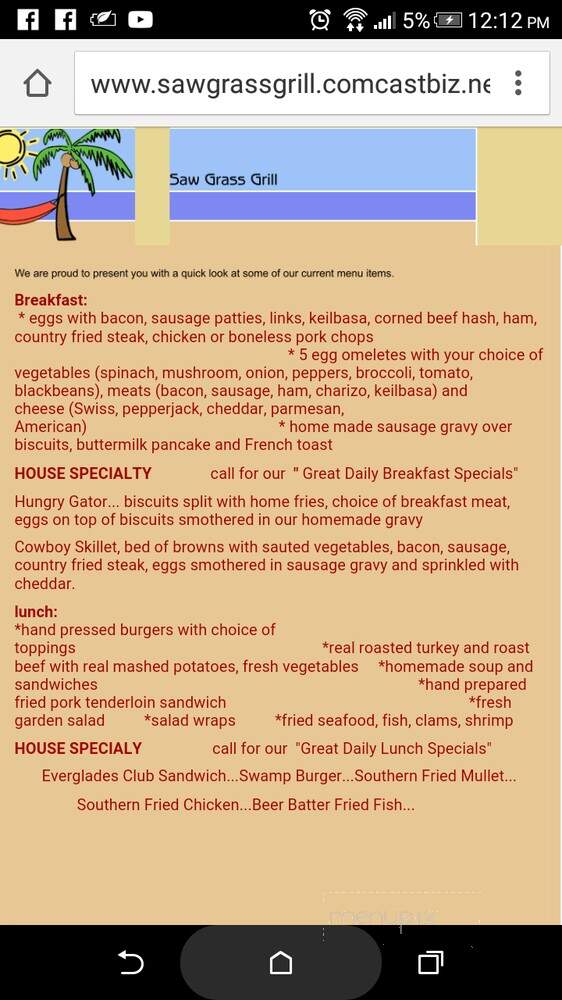 Sawgrass Grill - Naples, FL menu_pic