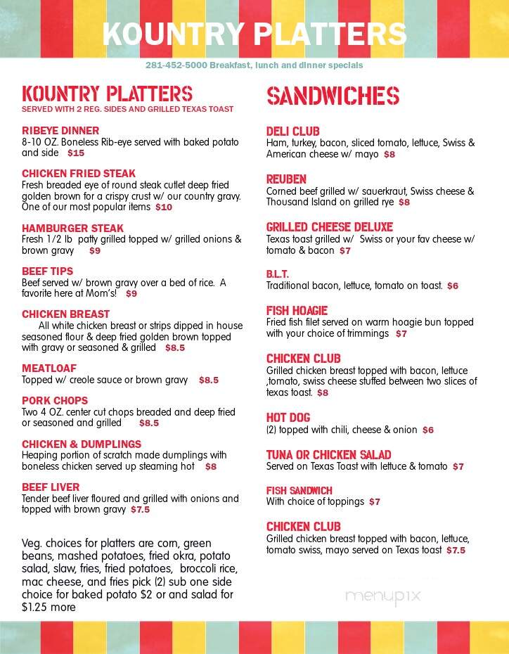 Mom's Kountry Cafe - Channelview, TX