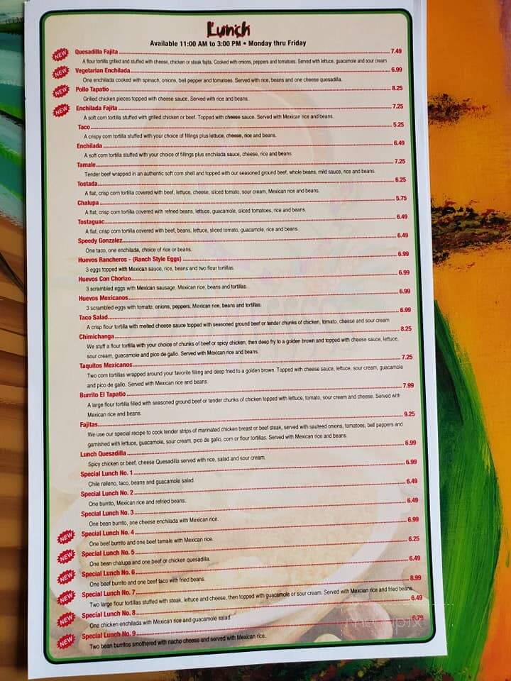 El Tapatio Mexican Restaurant - Ardmore, OK menu_pic