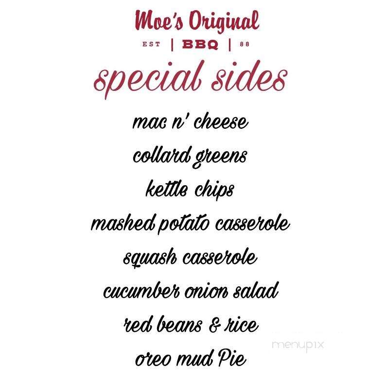 Moe's Original Bar B Que - Pawleys Island, SC menu_pic