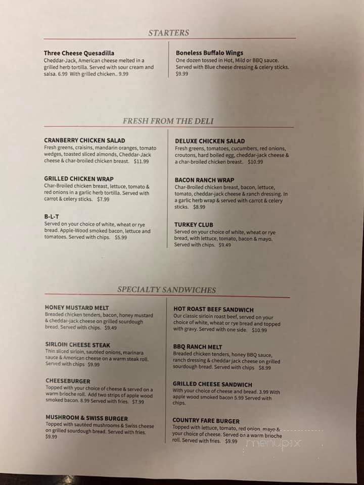Country Fare Restaurant - Myerstown, PA menu_pic