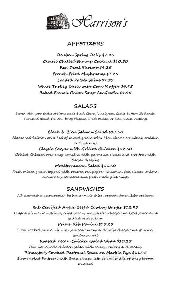 Harrison's - Tipp City, OH menu_pic