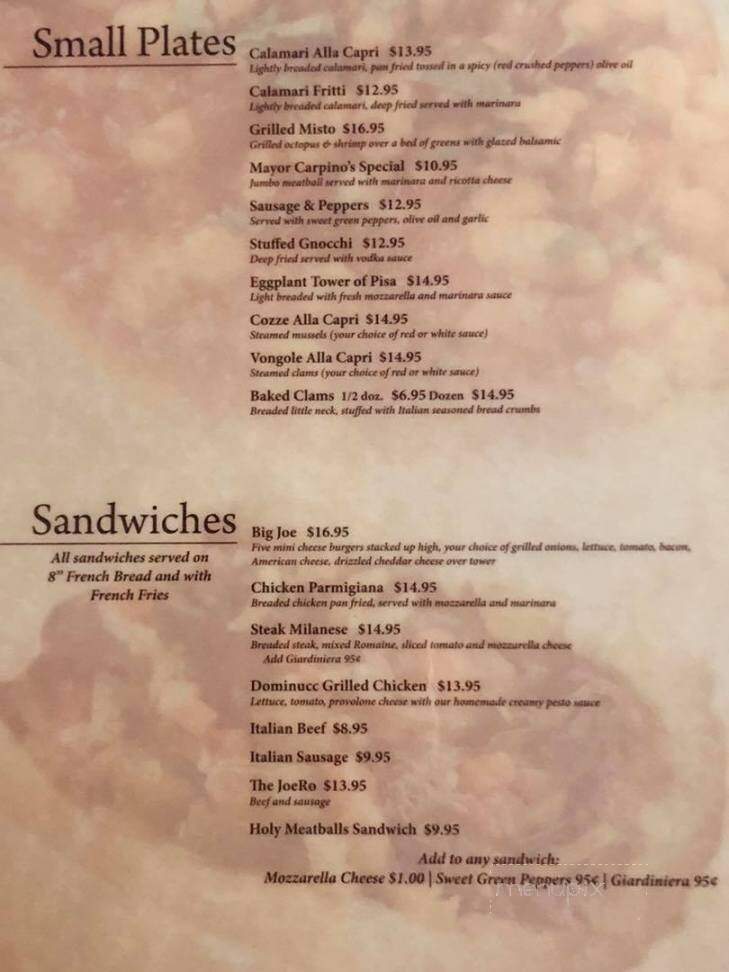 Capri Lounge & Grill - Willow Springs, IL menu_pic