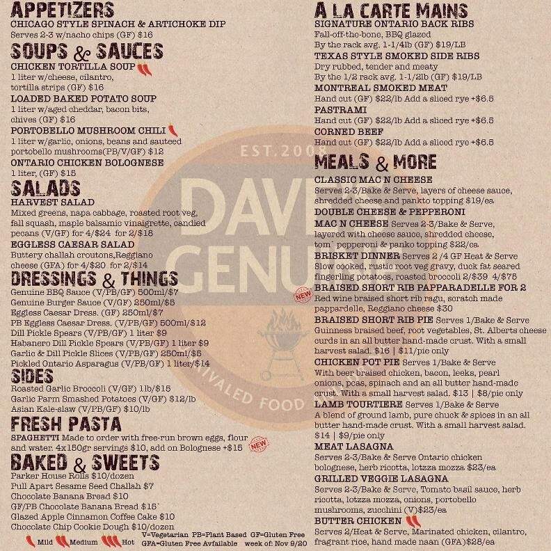 Dave's Genuine - Toronto, ON menu_pic