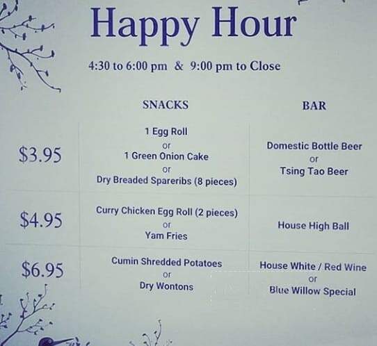 Blue Willow Restaurant - Edmonton, AB menu_pic