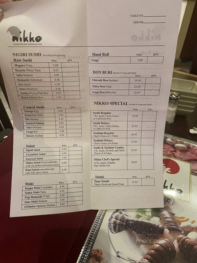 Nikko Japanese Steak House Sushi - Tyrone, GA menu_pic