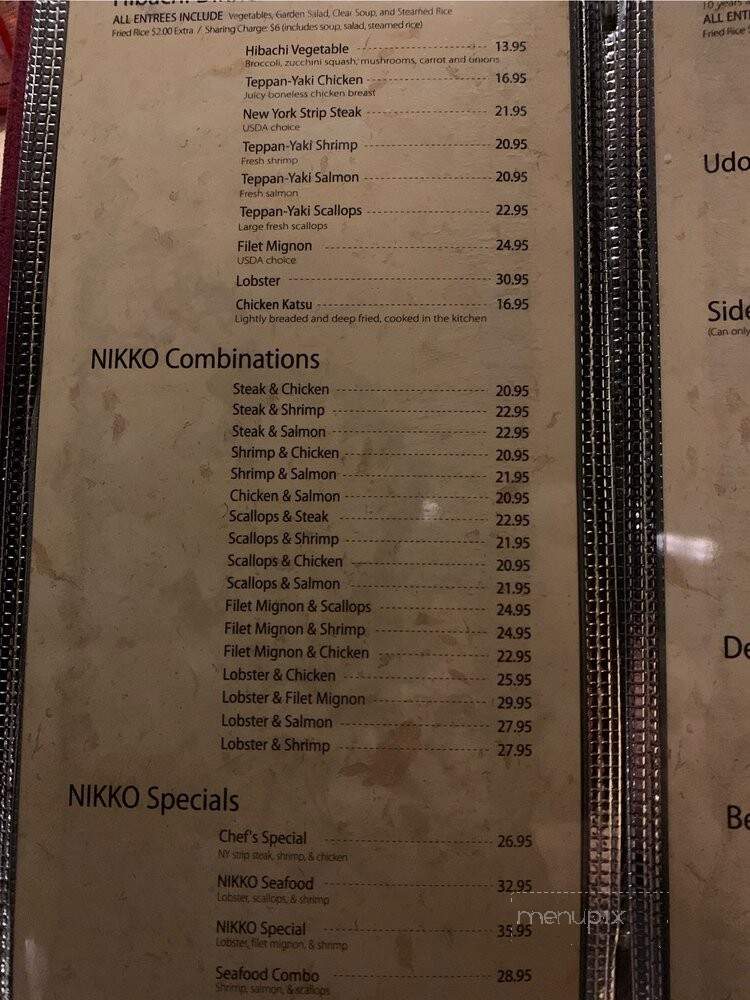 Nikko Japanese Steak House Sushi - Tyrone, GA menu_pic