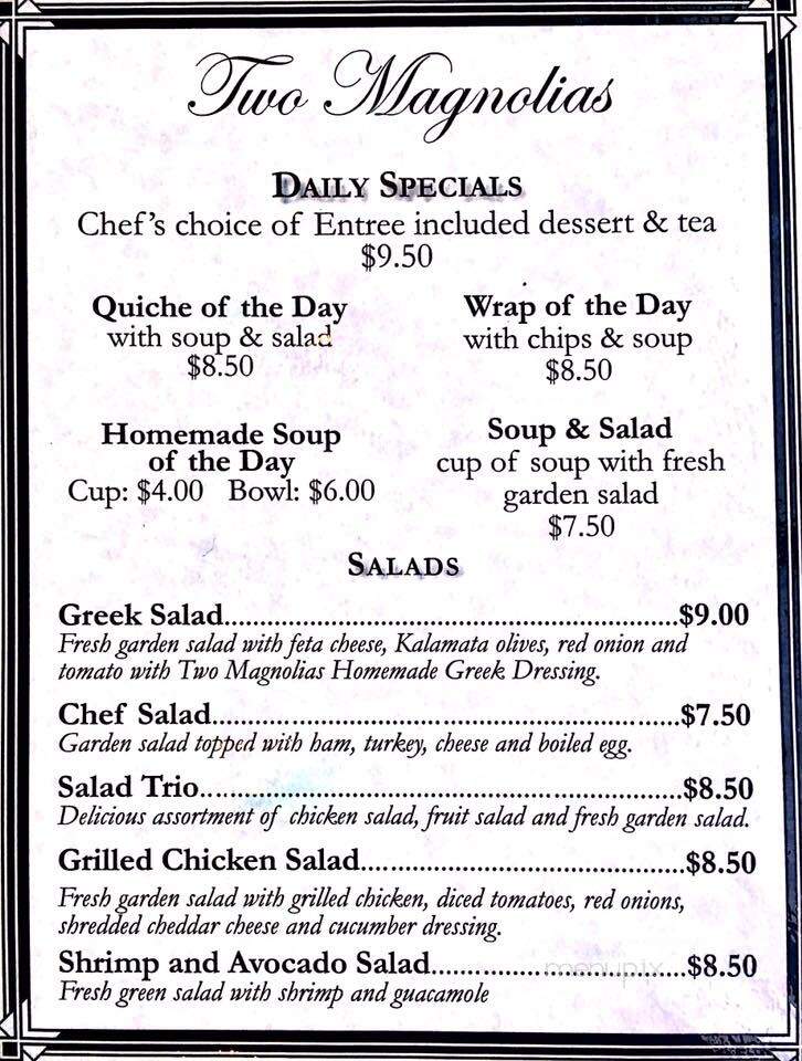 Two Magnolias - Beaumont, TX menu_pic