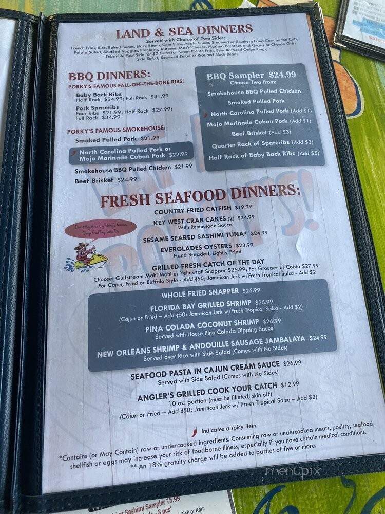 Porky's Bayside - Marathon, FL menu_pic
