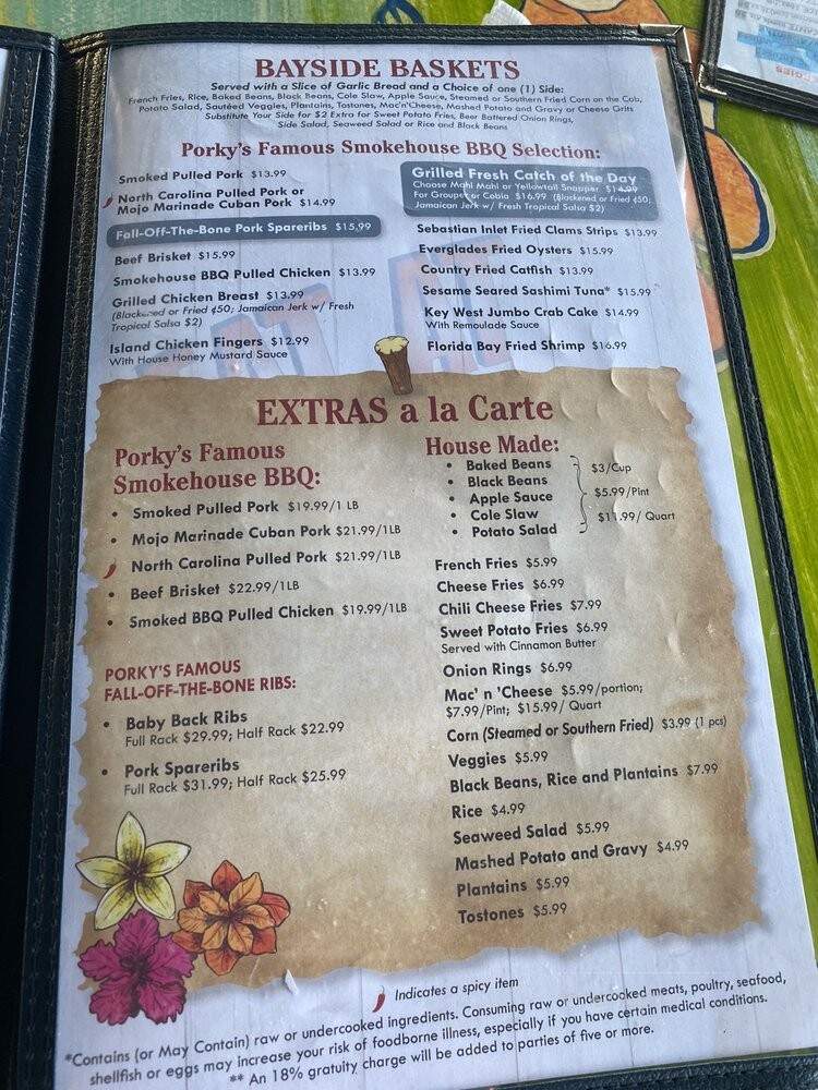 Porky's Bayside - Marathon, FL menu_pic